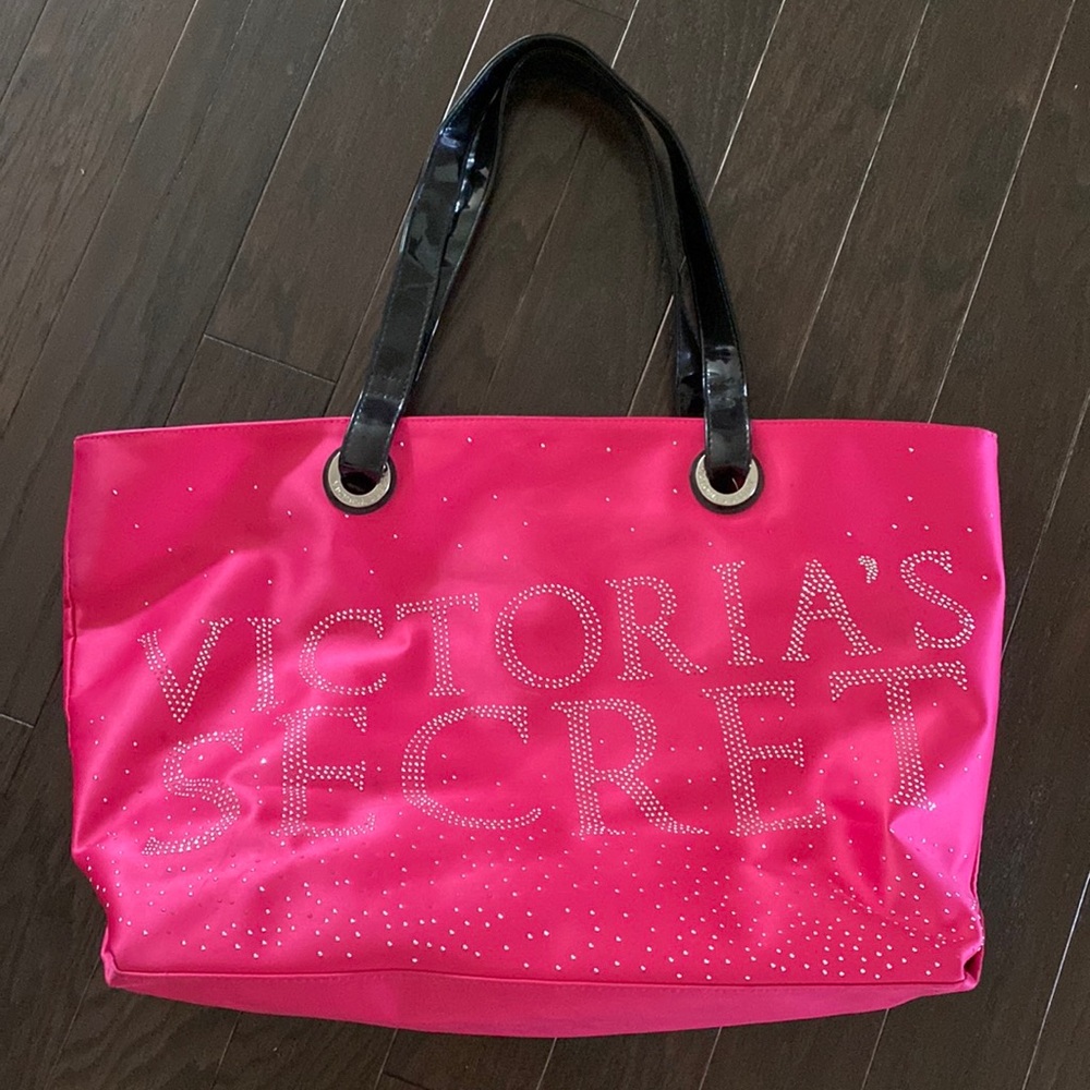 Victoria's Secret Hot Pink and Black Shoulder Tote